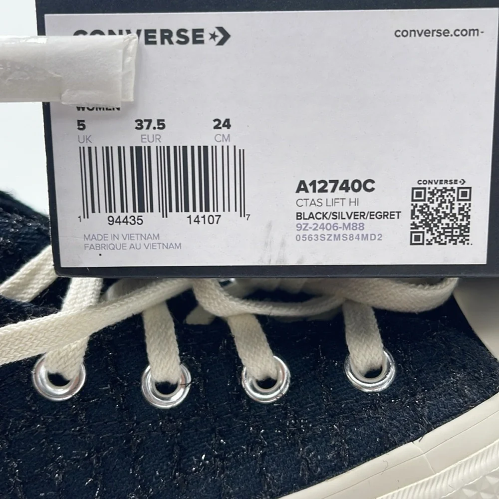Converse WMNS CTAS LIFT HI BLACK/SILVER/EGRET A12740C Platforms Sneakers